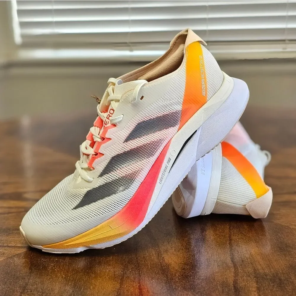 Adidas Boston 12 Women's Running Shoes Size 8.5 Beige Orange Lightstrike Pro New